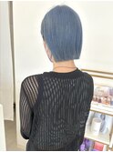 福井　大和田　ハイトーンボブ　ペールブルーカラー　髪質改善