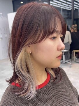 ビューブルー 亀戸錦糸町(VIEW BLUE) 美髪カールピンクブラウンエアリーロングセミディ似合わせ前髪