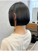 ブリーチなし艶髪ダークカラーミニボブ＊透明感カラーグレージュ
