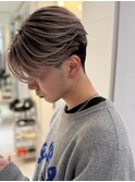 メンズバレイヤージュカラーハイライトカラーセンターパート韓国