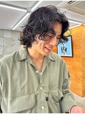 メンズ　海外風パーマ　スパイラル　ニュアンス　メンズウルフ
