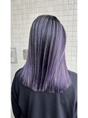 【イツモノトコロ】黒×ムラサキのバレイヤージュ