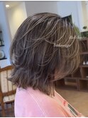 海外ヘアーハッシュカットレイヤーカットハイライトカラー