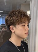 メンズブラウンカラー/スペインカール/刈り上げスパイラル