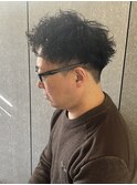 メンズナチュラルショートソフトツイストスパイラルパーマ