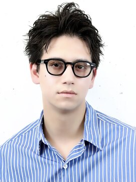 アーリー(Ali'i) スパイキーショートアップバングブルーブラックフェザーパーマ