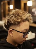 王道人気ツイスト風スパイキー×ブロンドフェード10代20代モテ髪