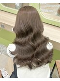 ブリーチなしカラー/髪質改善/ミルクティーベージュ/小顔ヘア