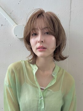 ビーチ(BEACH) レイヤーカット/韓国ヘア/クラゲヘアー/小顔/オリーブグレー黒髪