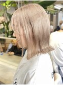渋谷ブリーチカラータッセルボブ顔周りレイヤー切りっぱなしボブ
