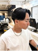 ショートセンターパートニュアンスパーマメンズパーマ