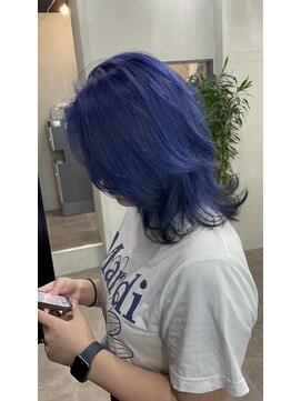 アレンヘアー 八尾店(ALLEN hair) レイヤーカット/ネイビー/ラインカラー/髪質改善カラー