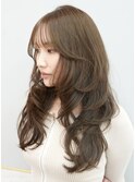 ブリーチなしカラー◎オリーブベージュ×レイヤー