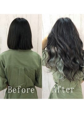 あるじゃんすー さいたま店 黒髪×グレージュ#シールエクステ#ロングヘア#エクステ#大宮