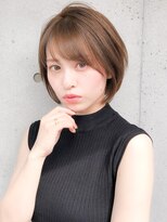★30代40代50代イメチェンマロンベージュ前髪丸みショート