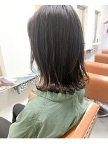 アン ヘア デザイン(un hair design) 【　un  】ロブ×オリーブベージュ×イルミナカラー