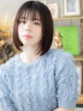 カバーヘア イヴ 戸頭店(COVER HAIR EVE) ツヤ髪小顔シースルーバング切りっぱなしボブa戸頭20代30代40代