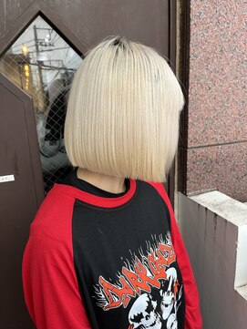 サロンドミルク 溝の口店(salon de MiLK) 10代20代30代/ボブ切りっぱなしボブ/ホワイトベージュ［溝の口］