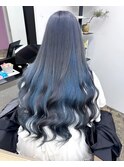 gray ash/light blue/インナーカラー/ハイトーン/デザインカラー