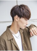 小久保styleフェザーパーマグレーブルーカラー刈り上げショート