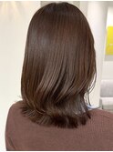 グレージュ外はねミディアムレイヤー春カラー春スタイル30代20代
