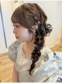 お呼ばれサイド編みおろしヘアアレンジヘアセットTK