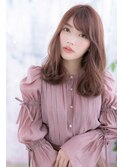 くすみピンクブラウン☆斜めバング外国人風ラブロングa