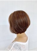 丸み小顔ショート/暖色系カラー/艶カラー/オレンジブラウン/
