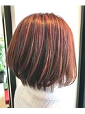 ３Dハイライトカラー大人ショートボブ　３０代・４０代・５０代