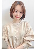 大人可愛い20代30代40代黒髪前下がりショートボブ丸みショート◎