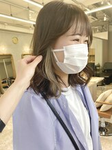 ジル ヘアデザイン ナンバ(JILL Hair Design NAMBA) inner beige × brown color♪/ミディアム/イヤリングカラー