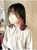 学校・仕事でバレない隠せるインナーカラーピンク