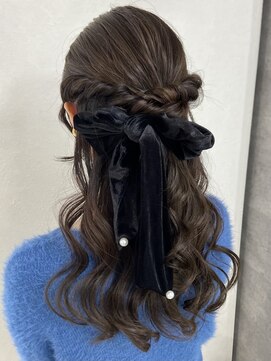 ヘアセット専門店 ナゴミ 渋谷店(nagomi) ベロアリボン×ハーフアップ