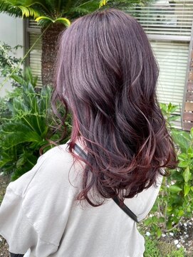 ナカオコアフュール(NAKAO COIFFURE) ラベンダー　インナーカラー　レッド系　ハイトーン　セミロング