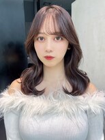 ロング顔周りレイヤー美髪韓国ヘアくびれヘア_F30402