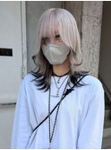 #プルエクステ#ホワイトカラー#エンドカラー#ウルフカット