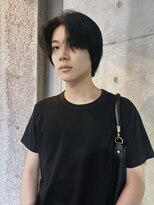 =メンズボブ/フェザーパーマ／MEN’S HAIR/ブルーブラック