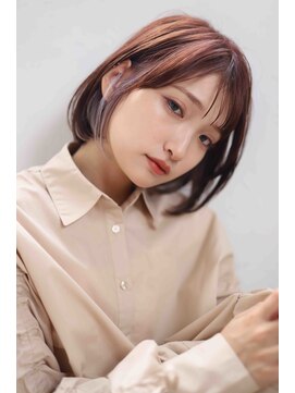 エフェクト 川崎(effect) ミディアム前髪黒髪ボブルフネビージュ小顔ワンレン