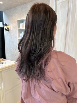 福山人気ダブルカラー艶髪インナーカラーピンクパープル巻き髪冬