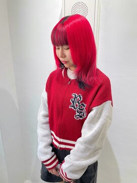 ミュー(Mu) インナーカラー　レッド　ブラック　落ちる赤