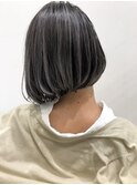外国人風ハイライトバレイヤージュショートボブ  グレージュ