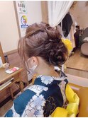 はんなり浴衣のゆるふわアップスタイル