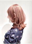 20代30代ヨシンモリ韓国ウルフカットくびれヘアピンクベージュ