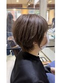 白髪ぼかしハイライト ミニショート アイスグレージュ20代30代