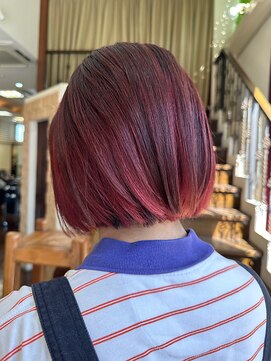 ヘアモード カクテル バレイヤージュ×ワインレッド 【MARIA】