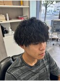 ベリーショート/ダークアッシュ/ニュアンスパーマ/韓国マッシュ