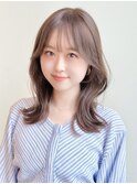 小顔外ハネミディアムアッシュ20代30代40代くびれミディ韓国ヘア