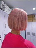 ハイトーンカラー/ピンクベージュ/ショートボブ