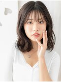 ココアブラウン小顔ゆるふわミディアムくびれヘアY上尾20代30代