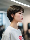 耳かけショート 地毛風カラー 前髪あり/20代/30代
